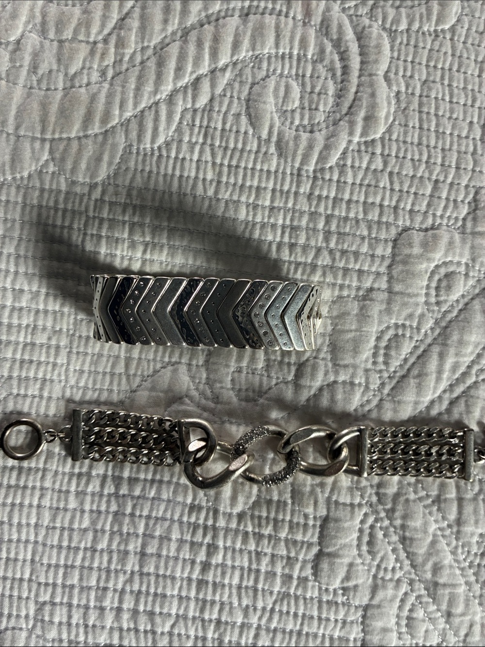 Premier jewelry Silver Tone Link & Chevron Bracelet Set